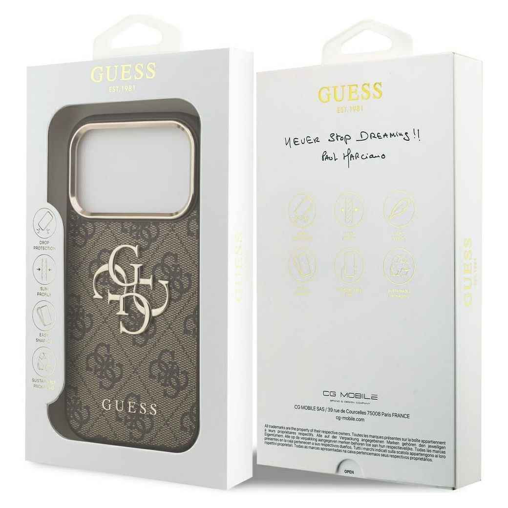 GUESS futerał do IPHONE 17 Pro GUHCP17L4GMGCBR (PU W/ Big 4G Classic Logo) złoto brązowy