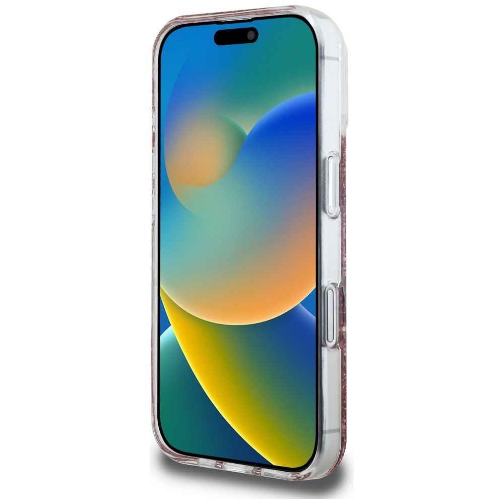 GUESS futerał do IPHONE 16 kompatybilny z MagSafe GUHMP16SRGRGEP (Resin Bottom Glitter) różowy