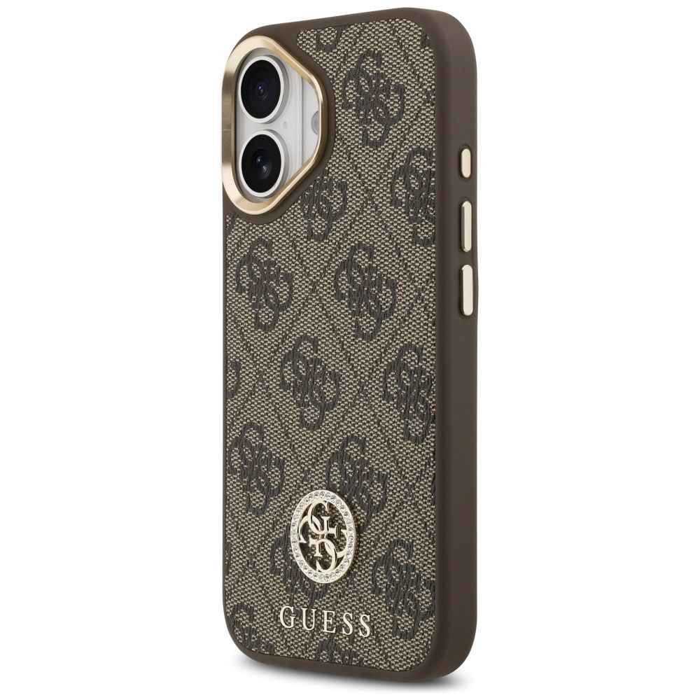 GUESS futerał do IPHONE 17 kompatybilny z MagSafe GUHMP17SP4G4DCSW (PU W/ Strass Logo & Big Strap Metal Buttons) brązowy