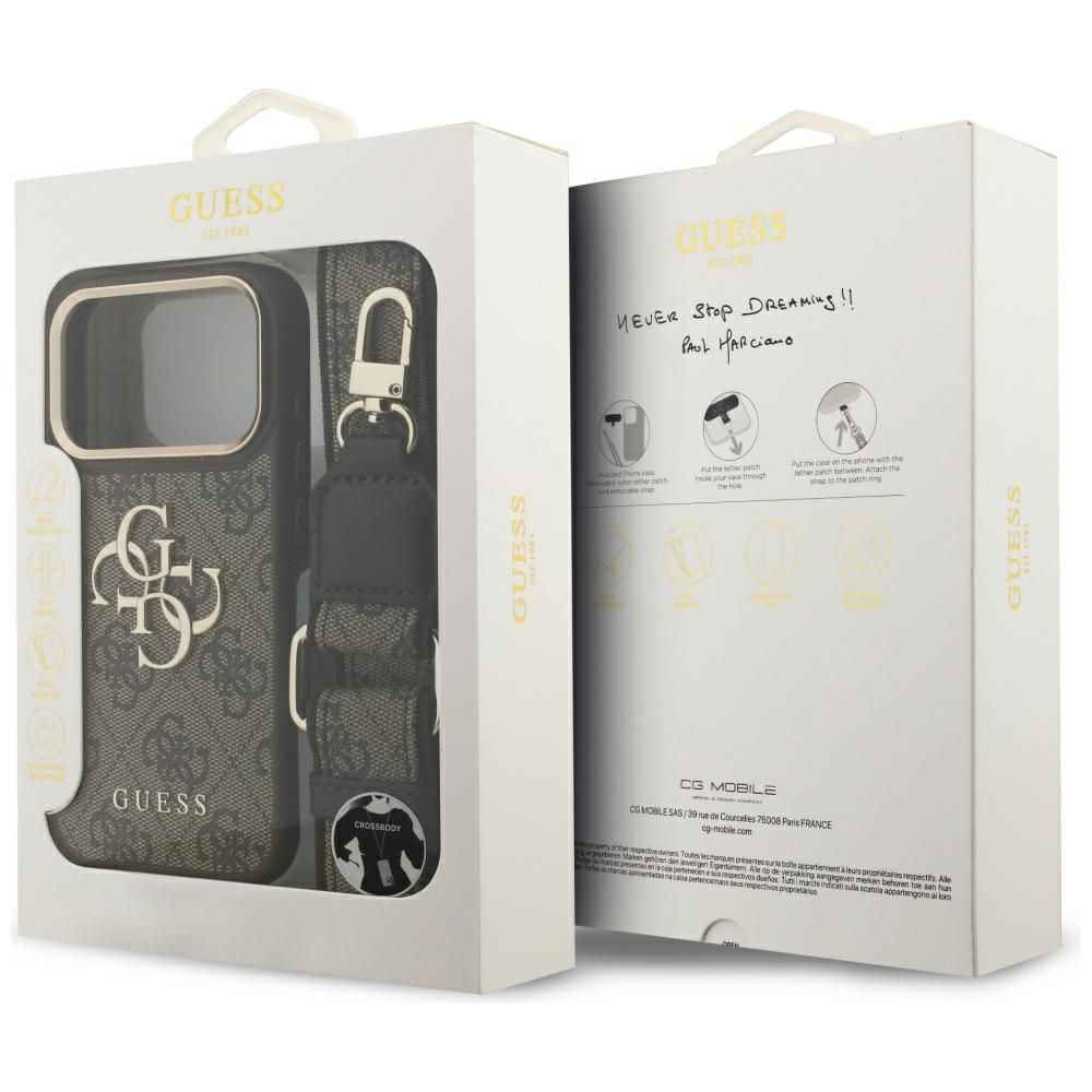 GUESS futerał do IPHONE 17 Pro GUHCP17LP4G4BCSW (PU W/ Big 4G Classic & Big Strap Metal Buttons) brązowy