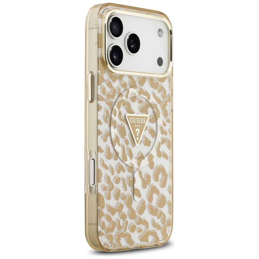 GUESS futerał do IPHONE 17 Pro kompatybilny z MagSafe GUHMP17LHLEGTGLW (PC TPU W/ Leopard Glitter) brązowy