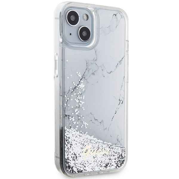GUESS futerał do IPHONE 13 / 14 / 15 GUHCP14SLCSGSGH (Liquid Glitter Marble) biały