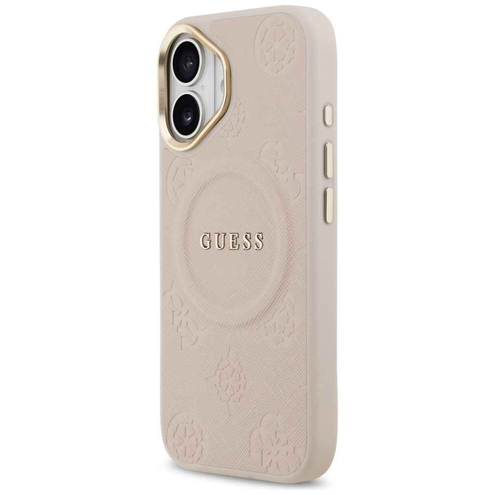 GUESS futerał do IPHONE 17 kompatybilny z MagSafe GUHMP17SPSAMSECP (PU W/ Peony Hot Stamp) różowy
