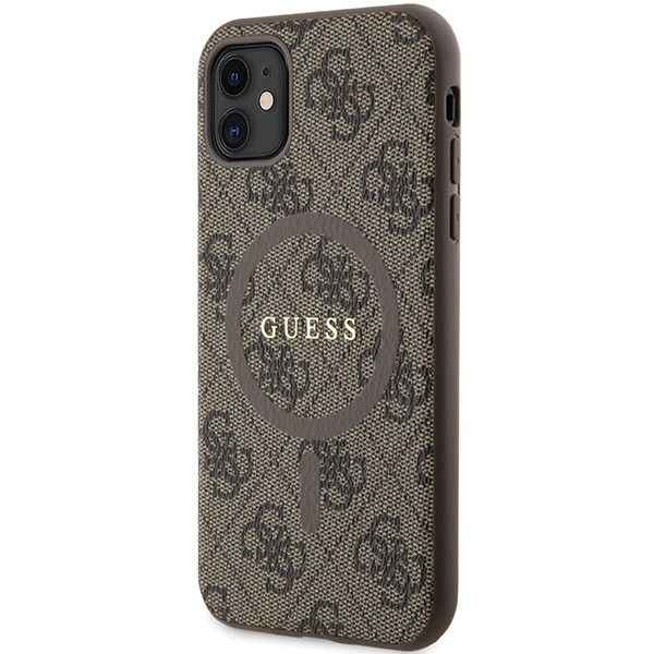 GUESS futerał do IPHONE 11 kompatybliny z MagSafe GUHMN61G4GFRW (4G Ring classic logo) brązowy