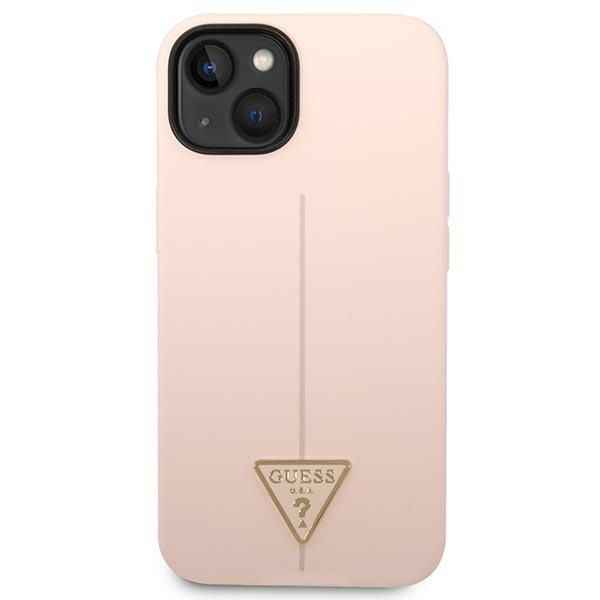 GUESS futerał do IPHONE 13 / 14 / 15 GUHCP14SSLTGP (Silicone Triangle) różowy