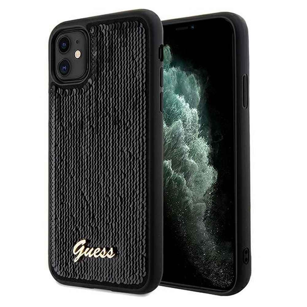 GUESS futerał do IPHONE 11 GUHCN61PSFDGSK (Sequin Script Metal) czarny