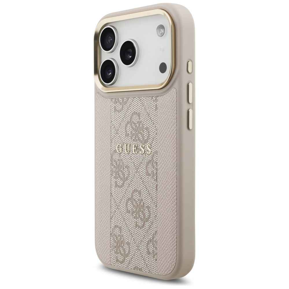 GUESS futerał do IPHONE 17 Pro kompatybilny z MagSafe GUHMP17LPG4SEMCP (PU W/ 4G PU Stripe) różowy