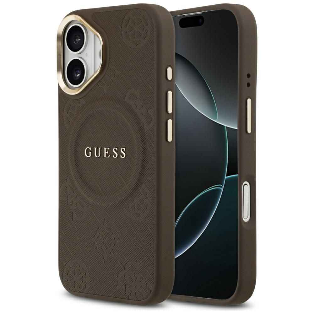 GUESS futerał do IPHONE 17 kompatybilny z MagSafe GUHMP17SPSAMSECW (PU W/ Peony Hot Stamp) brązowy