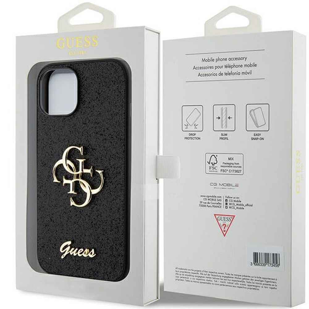 GUESS futerał do IPHONE 15 GUHCP15SHG4SGK (Fixed Glitter Big 4G) czarny