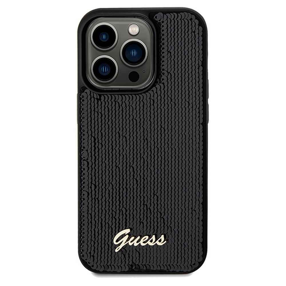 GUESS futerał do IPHONE 14 Pro GUHCP14LPSFDGSK (Sequin Script Metal) czarny
