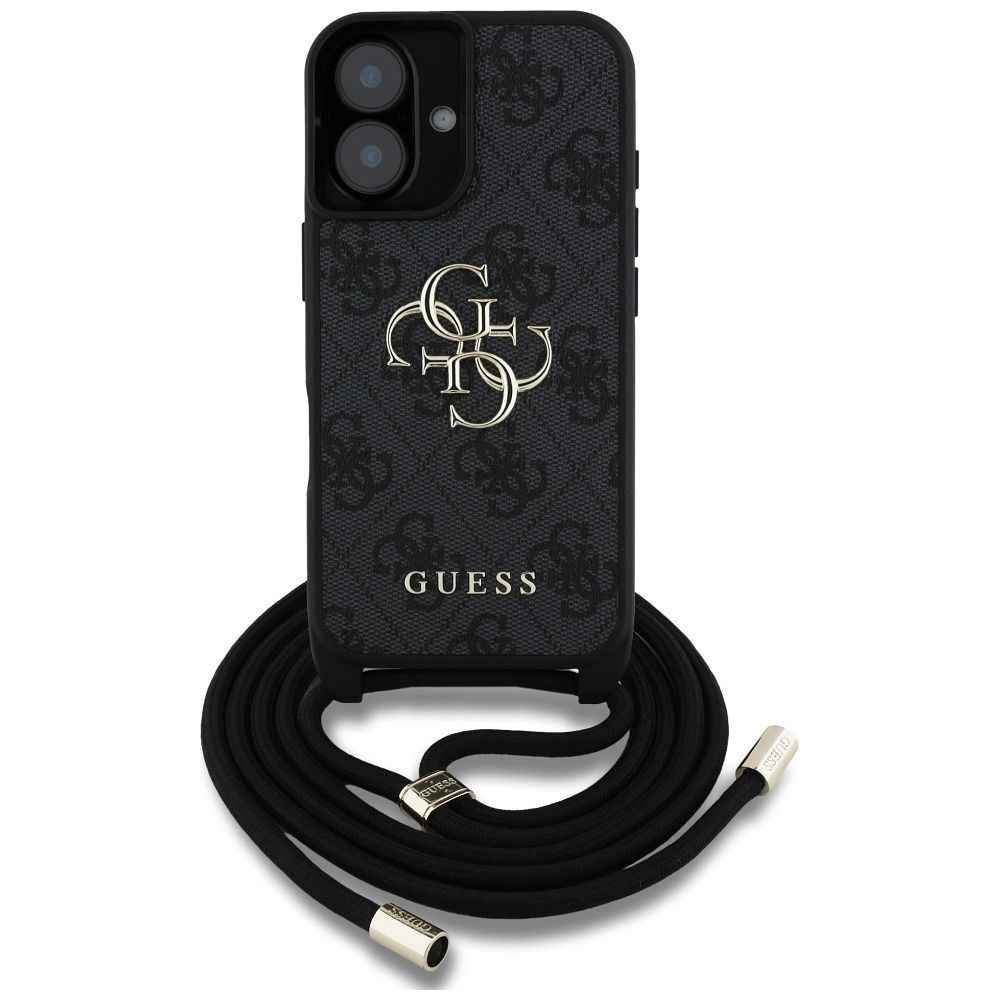 GUESS futerał do IPHONE 16 GUHCP16SP4GMGCRK (CBDY PU 4G Big Logo W/Cord Strap) czarny