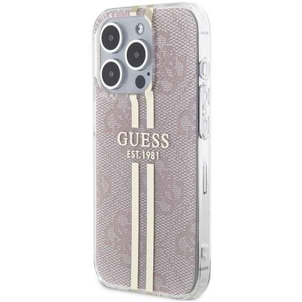 GUESS futerał do IPHONE 14 Pro Max GUHCP14XH4PSEGP (4G Gold Stripe) różowy