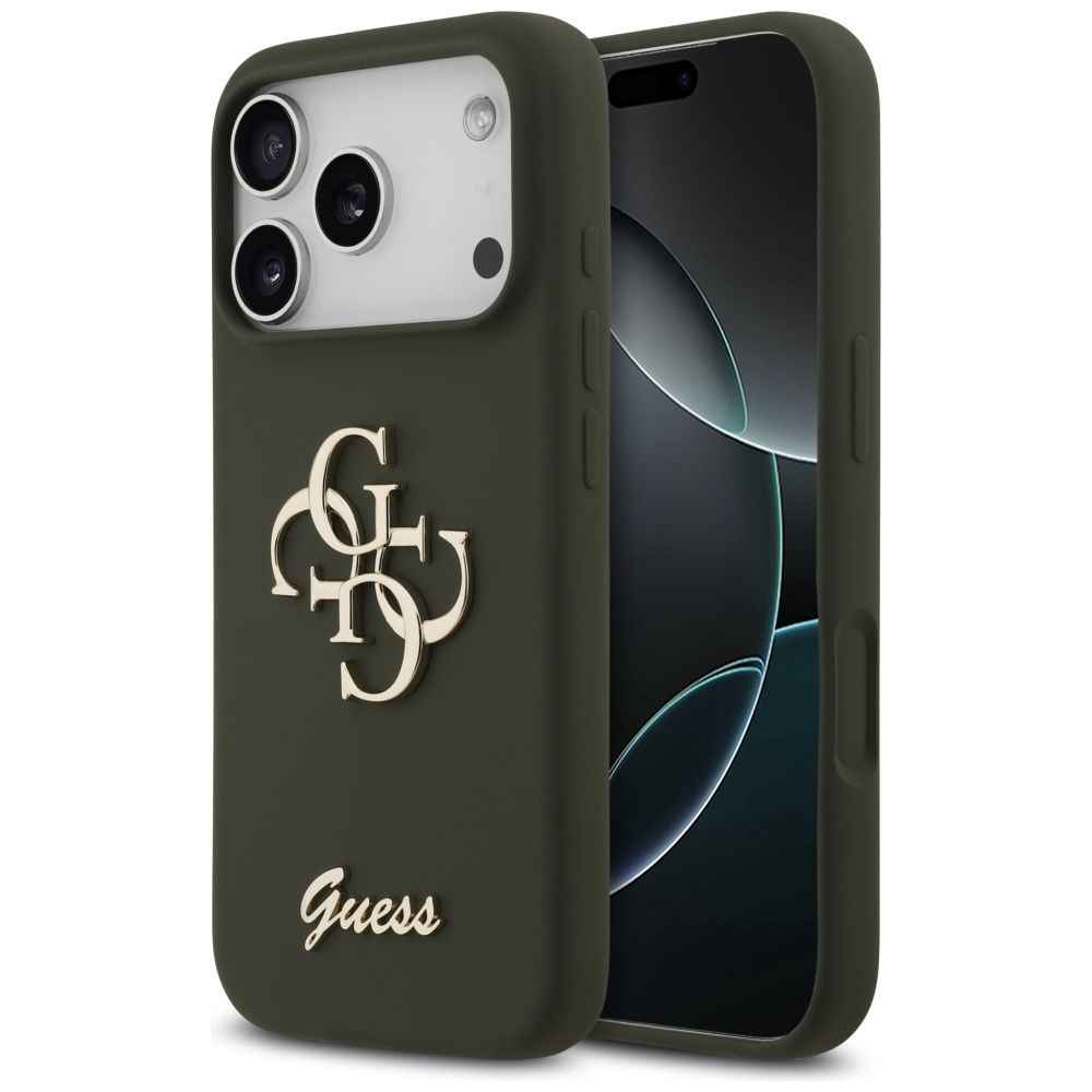 GUESS futerał do IPHONE 17 Pro GUHCP17LSC4GSMA (Silicone W/ Big 4G Script) khaki