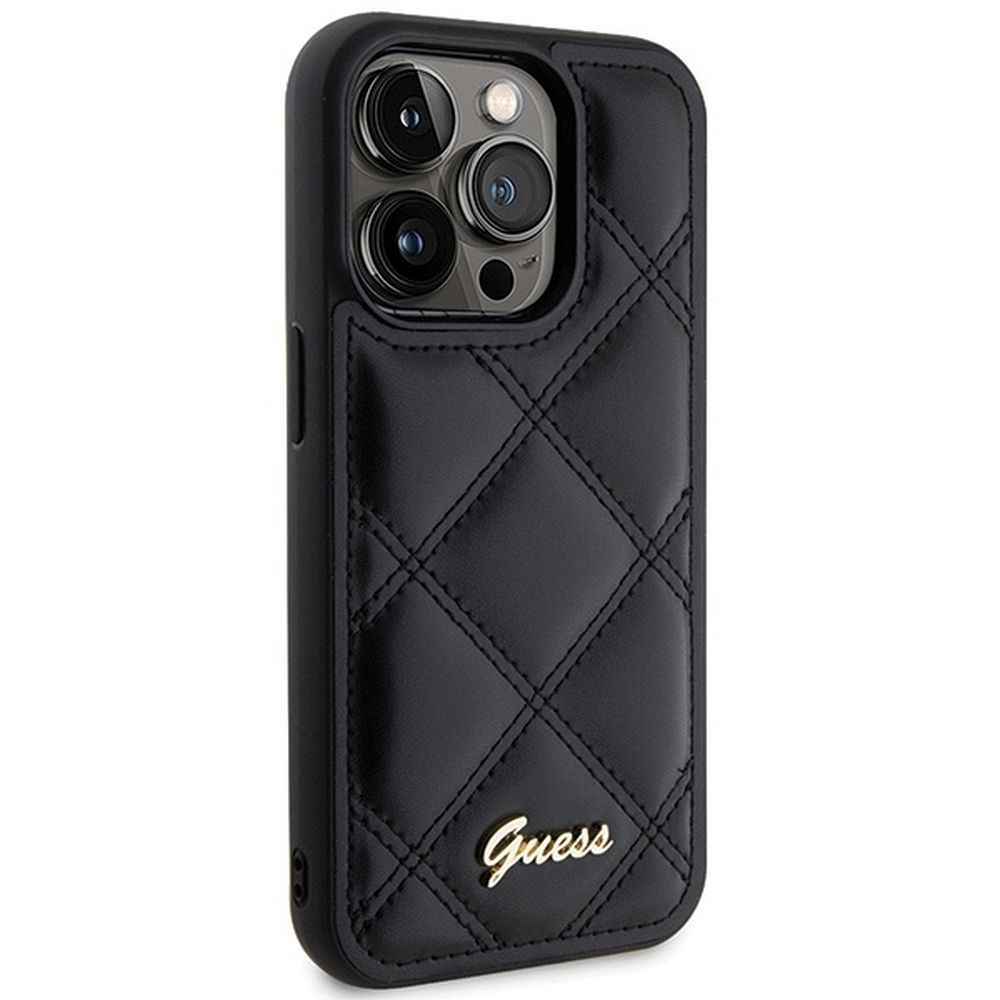 GUESS futerał do IPHONE 15 Pro GUHCP15LPSQSQSK (Quilted Metal Logo) czarny