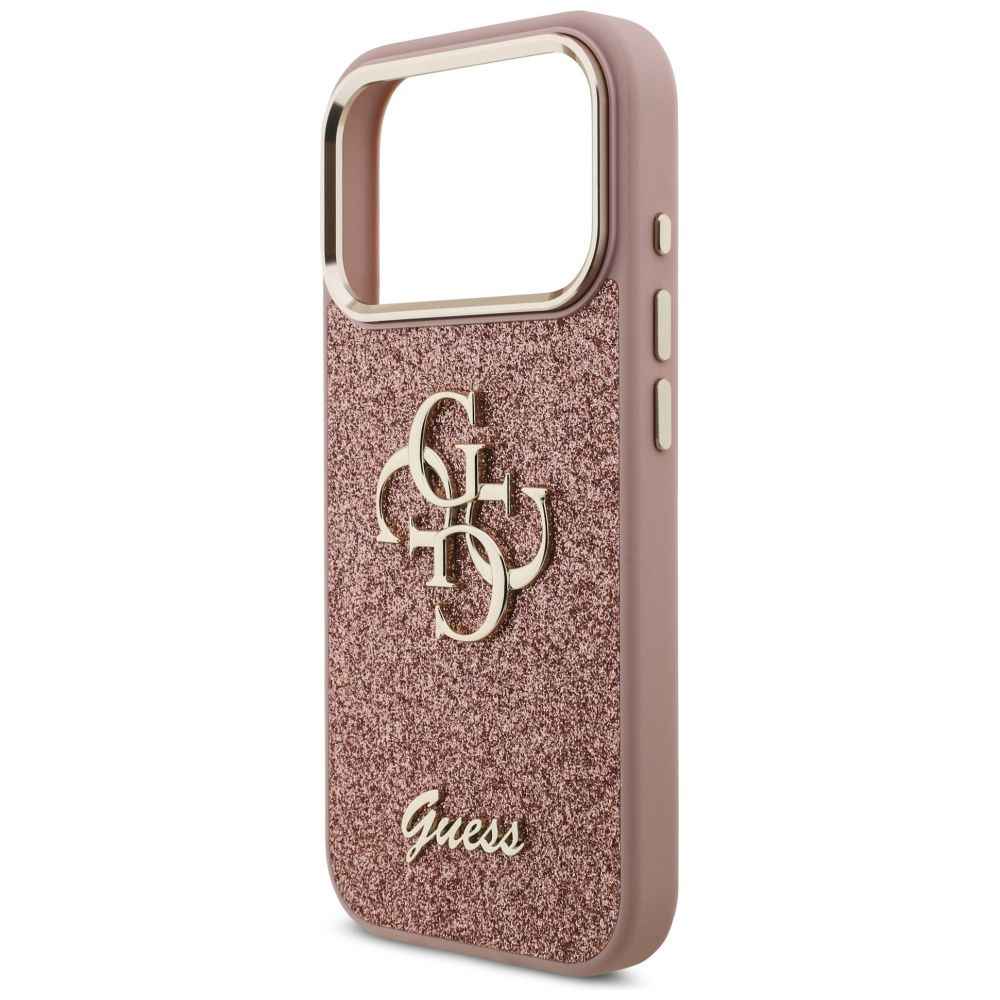 GUESS futerał do IPHONE 17 Pro GUHCP17LHG4SGCP (Fixed Glitter Big 4G Metal Frame) różowy