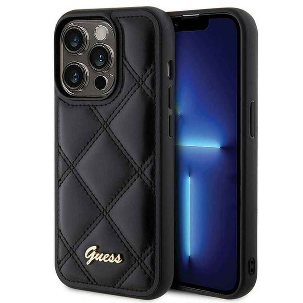 GUESS futerał do IPHONE 15 Pro GUHCP15LPSQSQSK (Quilted Metal Logo) czarny