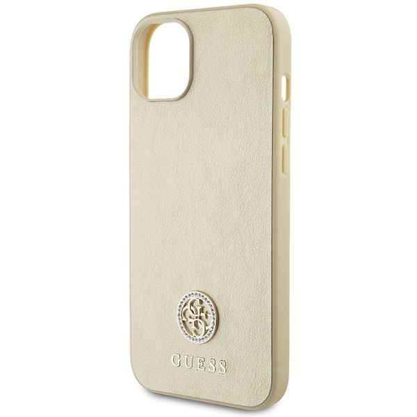 GUESS futerał do IPHONE 13 / 14 / 15 GUHCP15SPS4DGPD (Leather 4G Metal Logo Strass) złoty