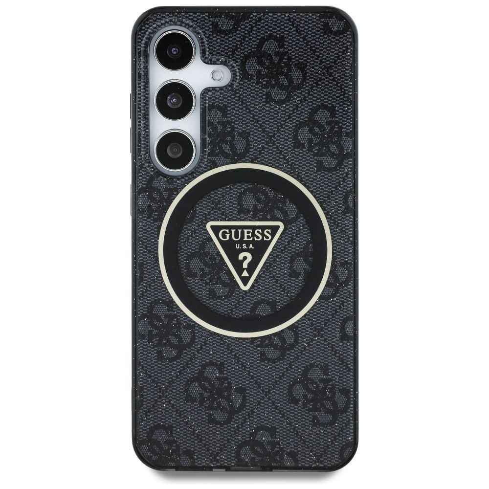 GUESS futerał do SAMSUNG S25 GUHMS25SHG4PRTGK (Magnetic IML Metal Glitter 4G Circle Triangle) czarny
