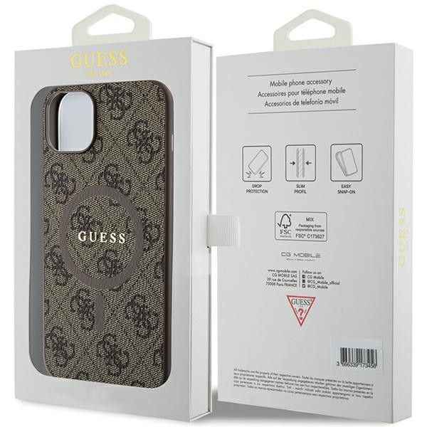 GUESS futerał do IPHONE 14 kompatybilny z MagSafe GUHMP14SG4GFRW (4G Ring classic logo) brązowy