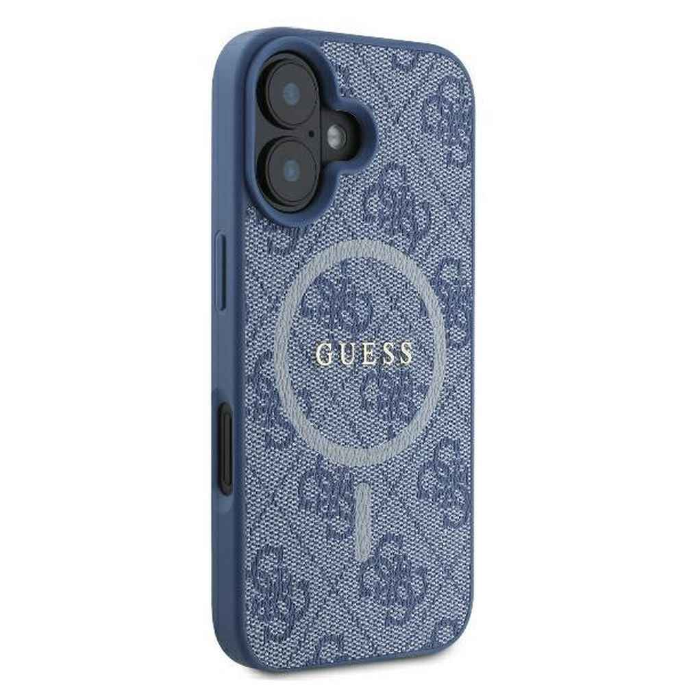 GUESS futerał do IPHONE 16 kompatybilny z MagSafe GUHMP16SG4GFRB (PU 4G Ring Classic Logo) niebieski
