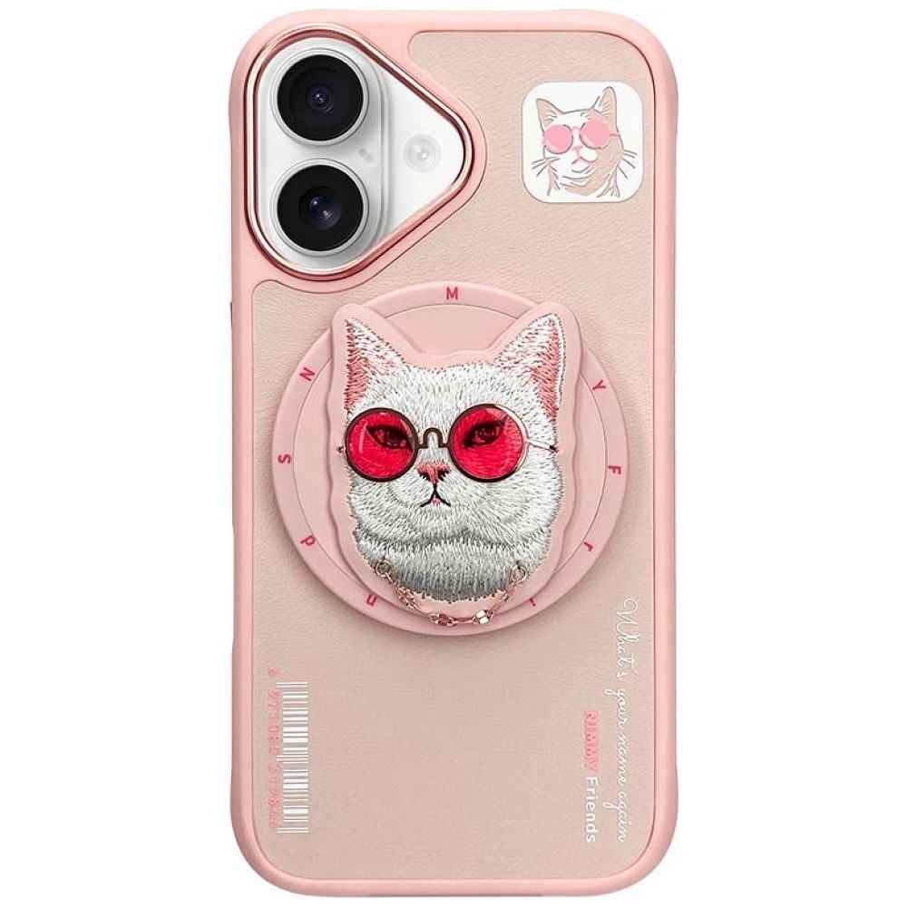 NIMMY futerał GLASSES COOL CAT kompatybilny z MagSafe do iPhone 16 różowy
