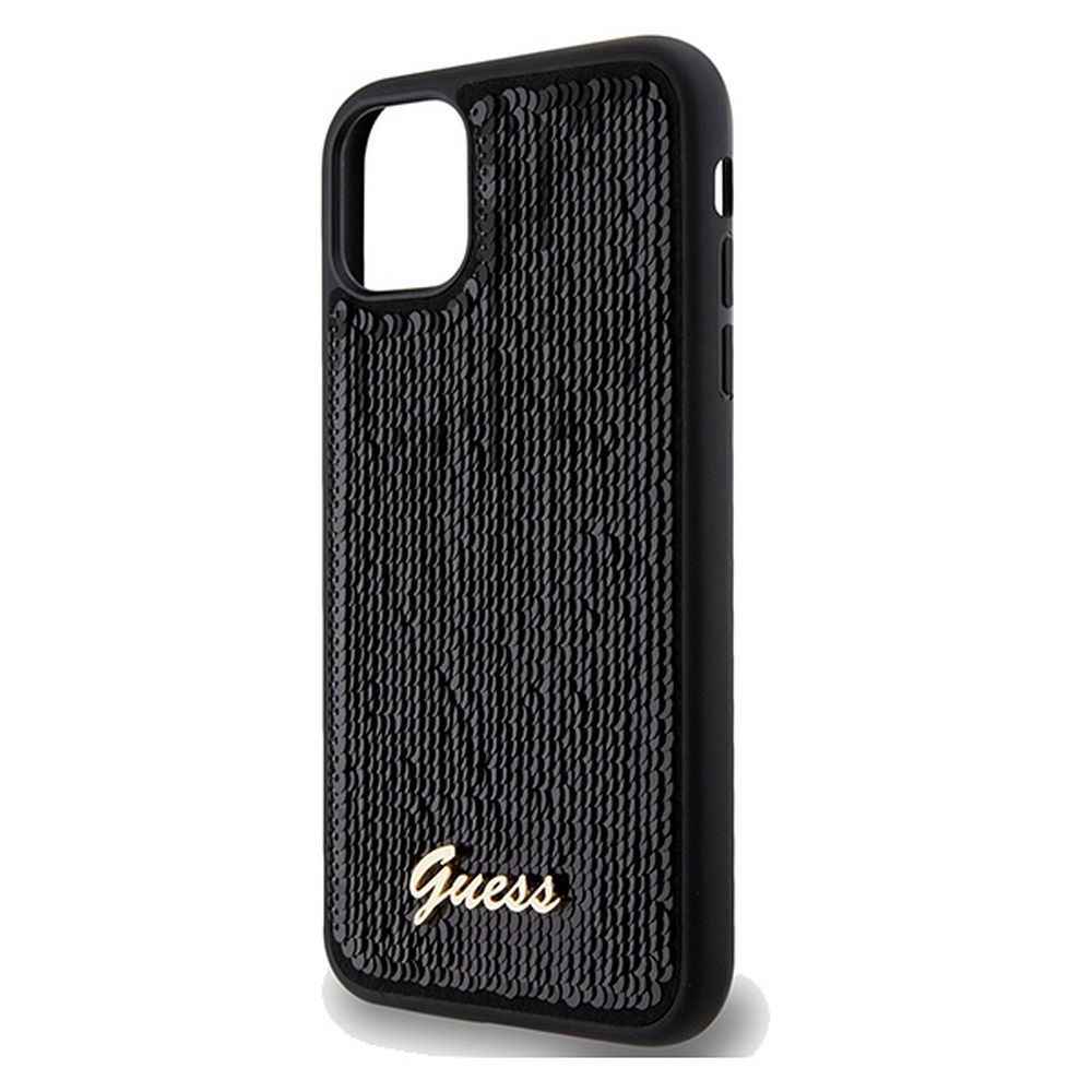 GUESS futerał do IPHONE 11 GUHCN61PSFDGSK (Sequin Script Metal) czarny