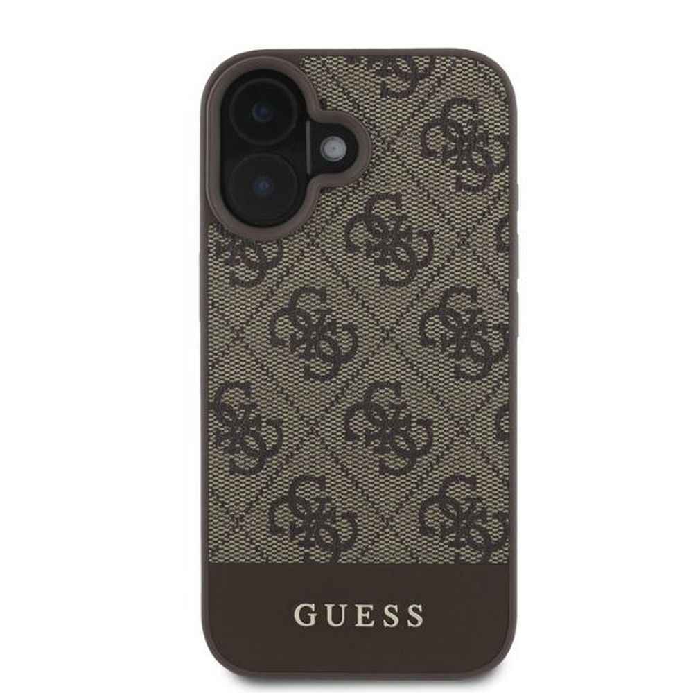 GUESS futerał do IPHONE 16 GUHCP16SG4GLBR (PC/TPU 4G PU Bottom Stripe) brązowy