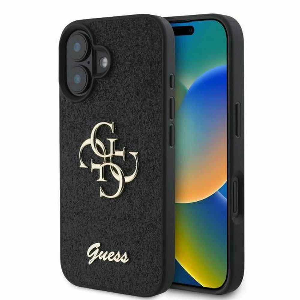 GUESS futerał do IPHONE 16 GUHCP16SHG4SGK (Fixed Glitter Big 4G) czarny