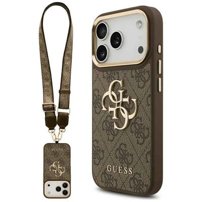 GUESS Etui do iPhone 17 Pro GUHCP17LP4G4BCSW (PU W/ Big 4G Classic & Big Strap Metal Buttons) brązowy