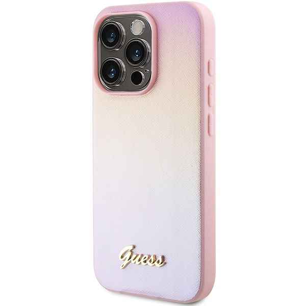 GUESS futerał do IPHONE 14 Pro GUHCP14LPSAIRSP (Saffiano Iridescent Script) pink