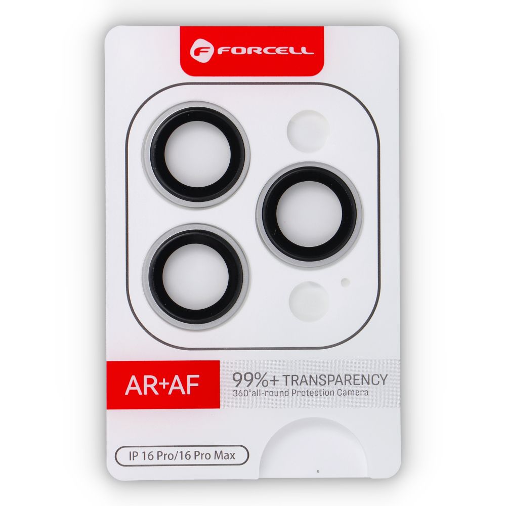 Grafika przedstawia Szkło hartowane Forcell Premium do aparatu - do iPhone 16 Pro / 16 Pro Max Tytan Biały