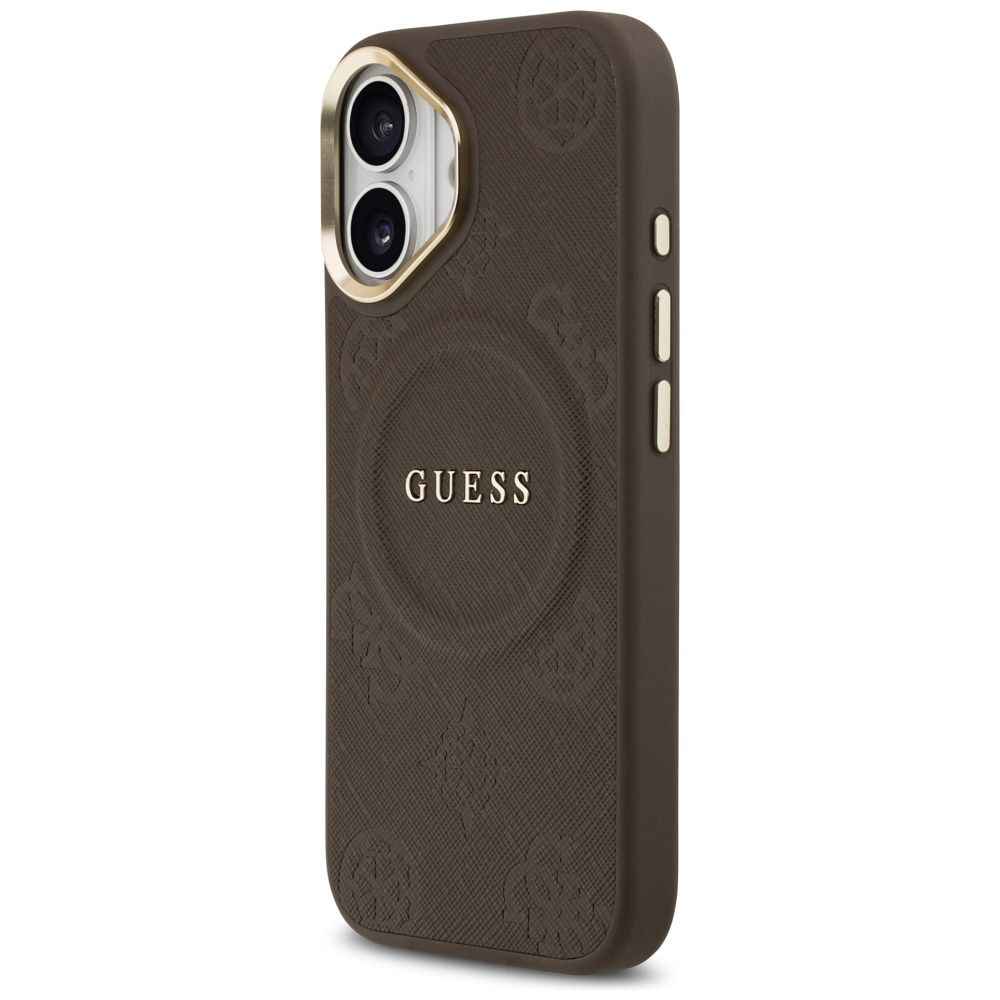 GUESS futerał do IPHONE 17 kompatybilny z MagSafe GUHMP17SPSAMSECW (PU W/ Peony Hot Stamp) brązowy