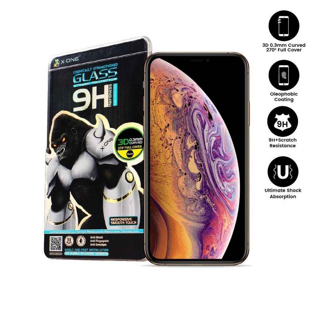 Szkło hartowane X-ONE 3D - do iPhone X/Xs czarny