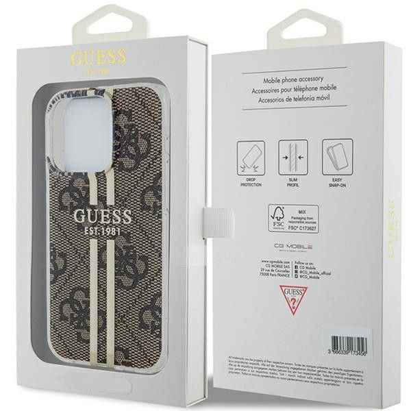 GUESS futerał do IPHONE 15 Pro Max GUHCP15XH4PSEGW (4G Gold Stripe) brązowy