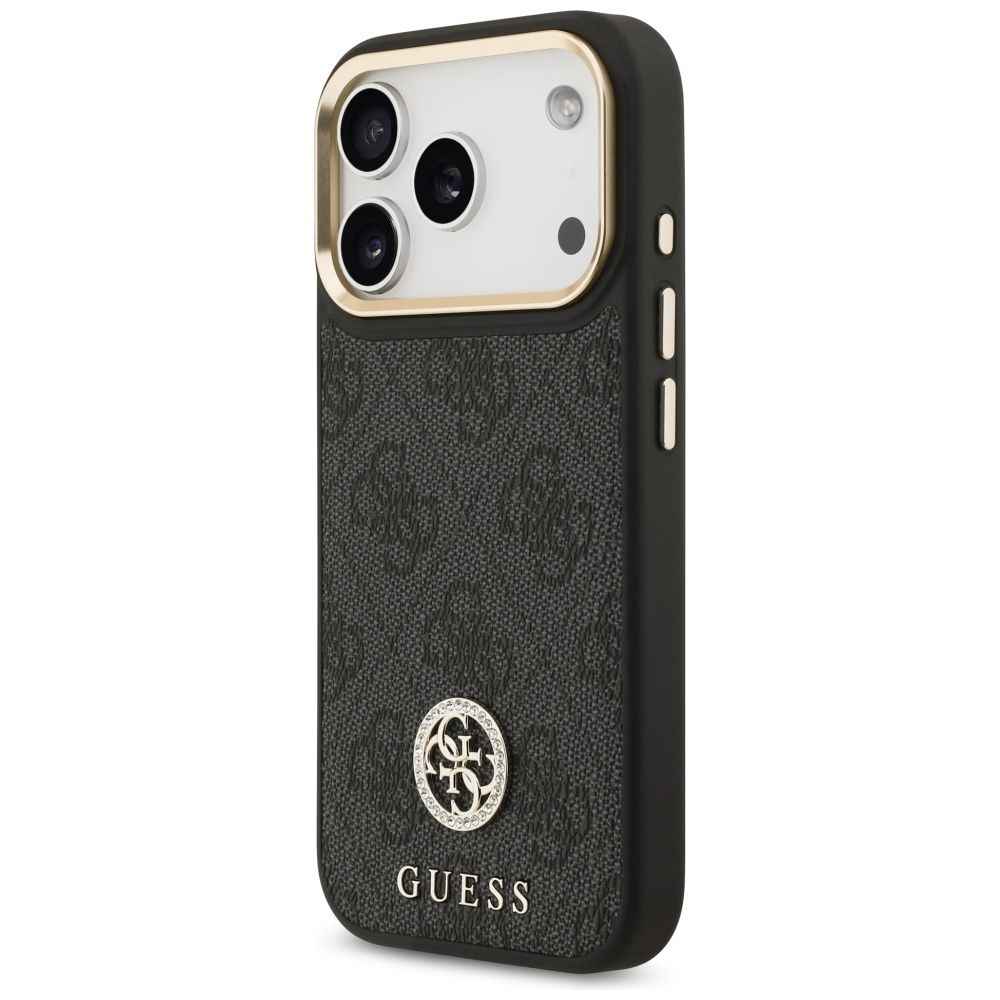 GUESS futerał do IPHONE 17 Pro kompatybilny z MagSafe GUHMP17LP4G4DCSK (PU W/ Strass Logo & Big Strap Metal Buttons) czarny