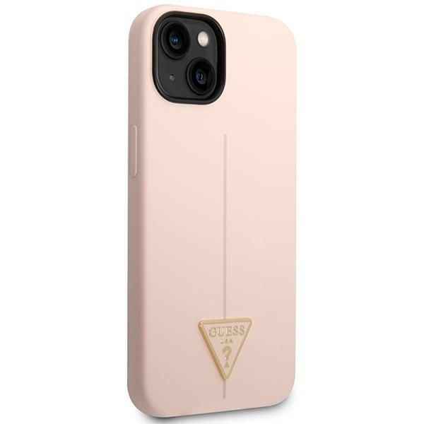 GUESS futerał do IPHONE 13 / 14 / 15 GUHCP14SSLTGP (Silicone Triangle) różowy