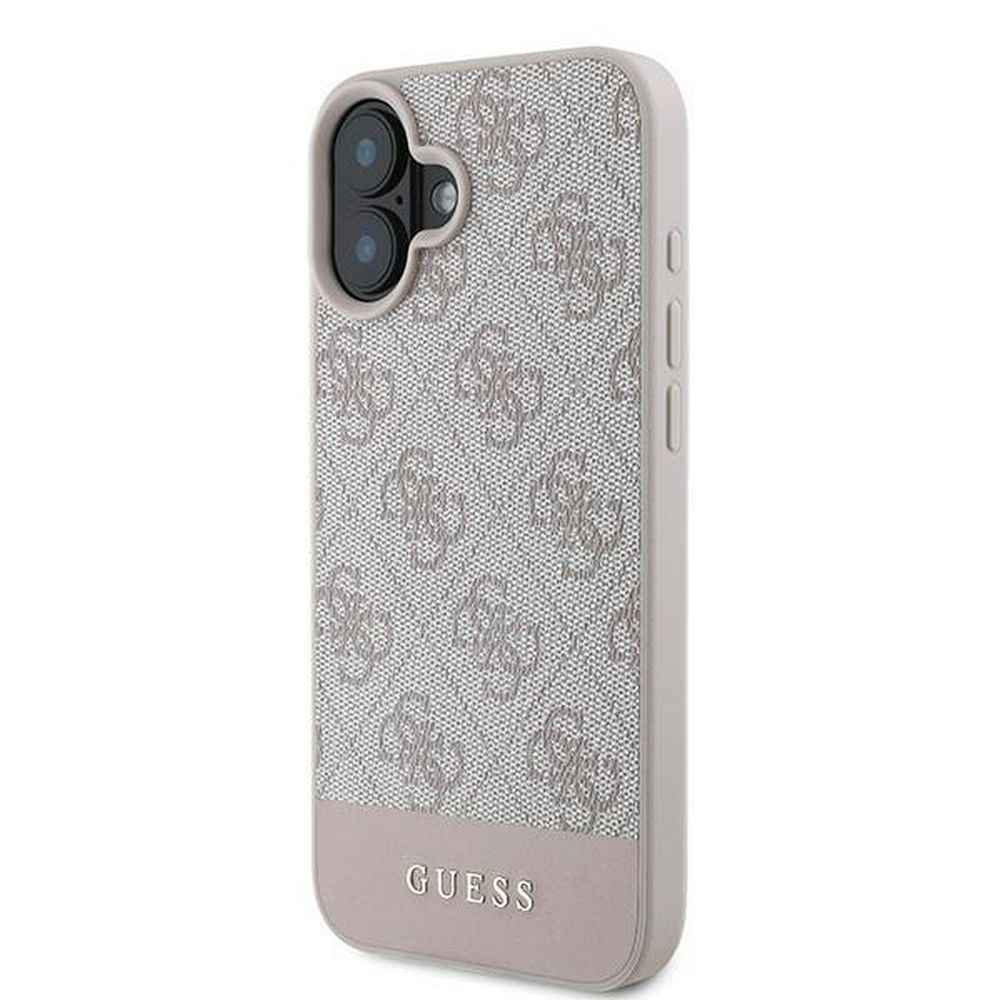 GUESS futerał do IPHONE 16 Plus GUHCP16MG4GLPI (4G PU Bottom Stripe) różowy