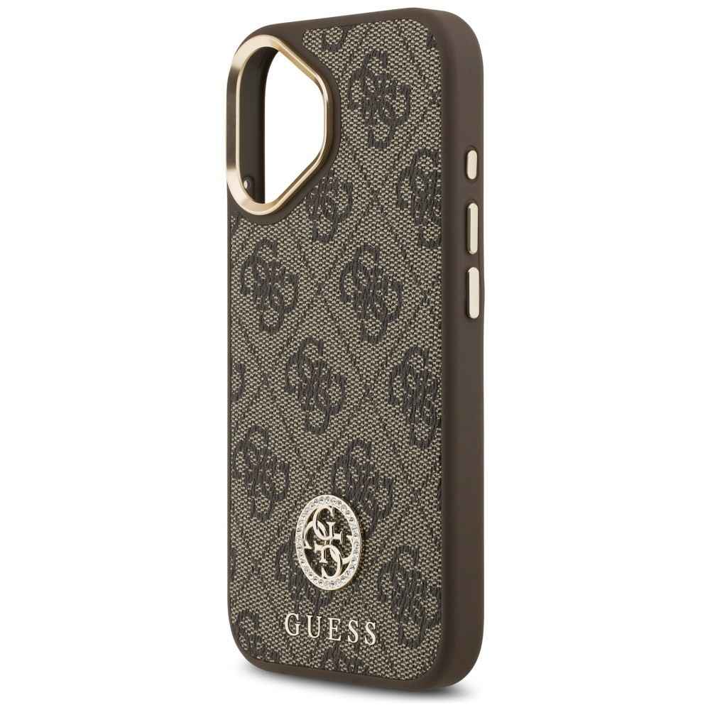 GUESS futerał do IPHONE 17 kompatybilny z MagSafe GUHMP17SP4G4DCSW (PU W/ Strass Logo & Big Strap Metal Buttons) brązowy