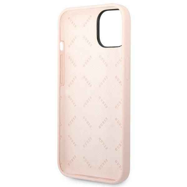 GUESS futerał do IPHONE 13 / 14 / 15 GUHCP14SSLTGP (Silicone Triangle) różowy
