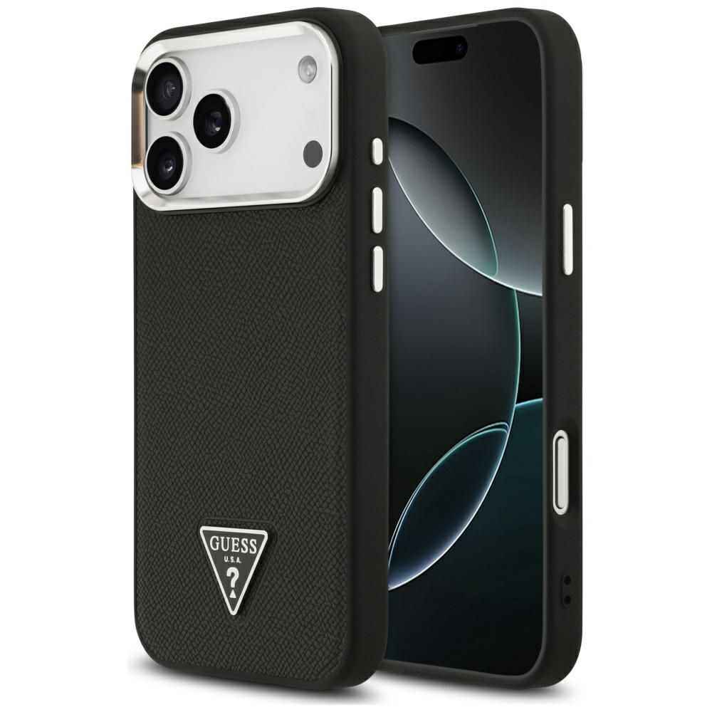 GUESS futerał do IPHONE 17 Pro kompatybilny z MagSafe GUHMP17LPGTSPSK (Grained PU Triangle Logo) czarny