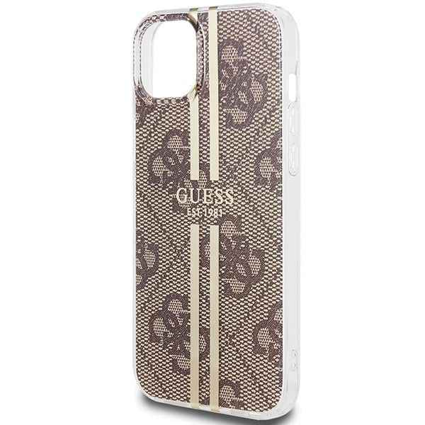 GUESS futerał do IPHONE 15 Plus GUHCP15MH4PSEGW (4G Gold Stripe) brązowy
