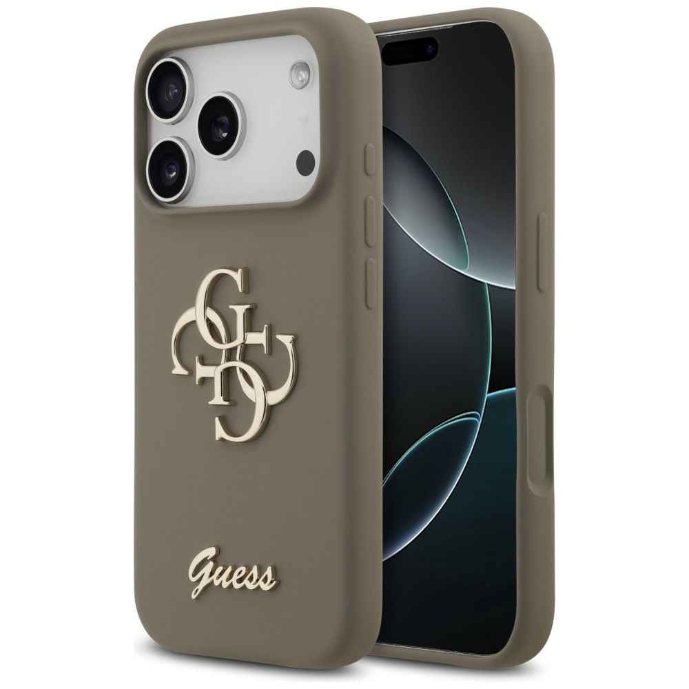 GUESS futerał do IPHONE 17 Pro GUHCP17LSC4GSMW (Silicone W/ Big 4G Script) brązowy