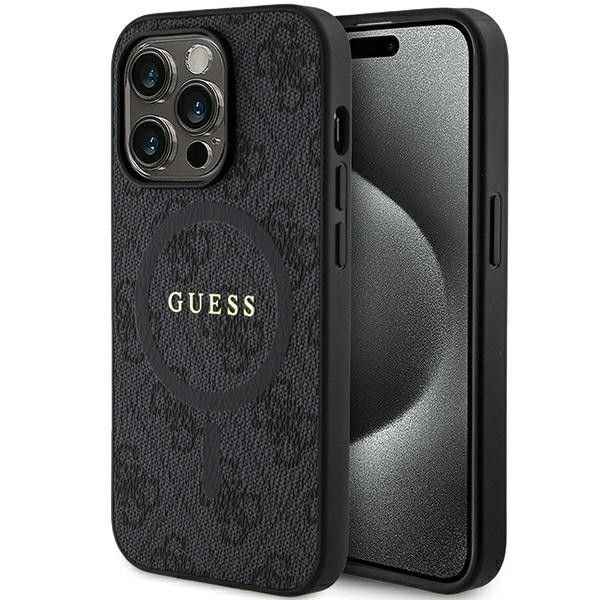 GUESS futerał do IPHONE 14 Pro kompatybilny z MagSafe GUHMP14LG4GFRK (4G Ring classic logo) czarny