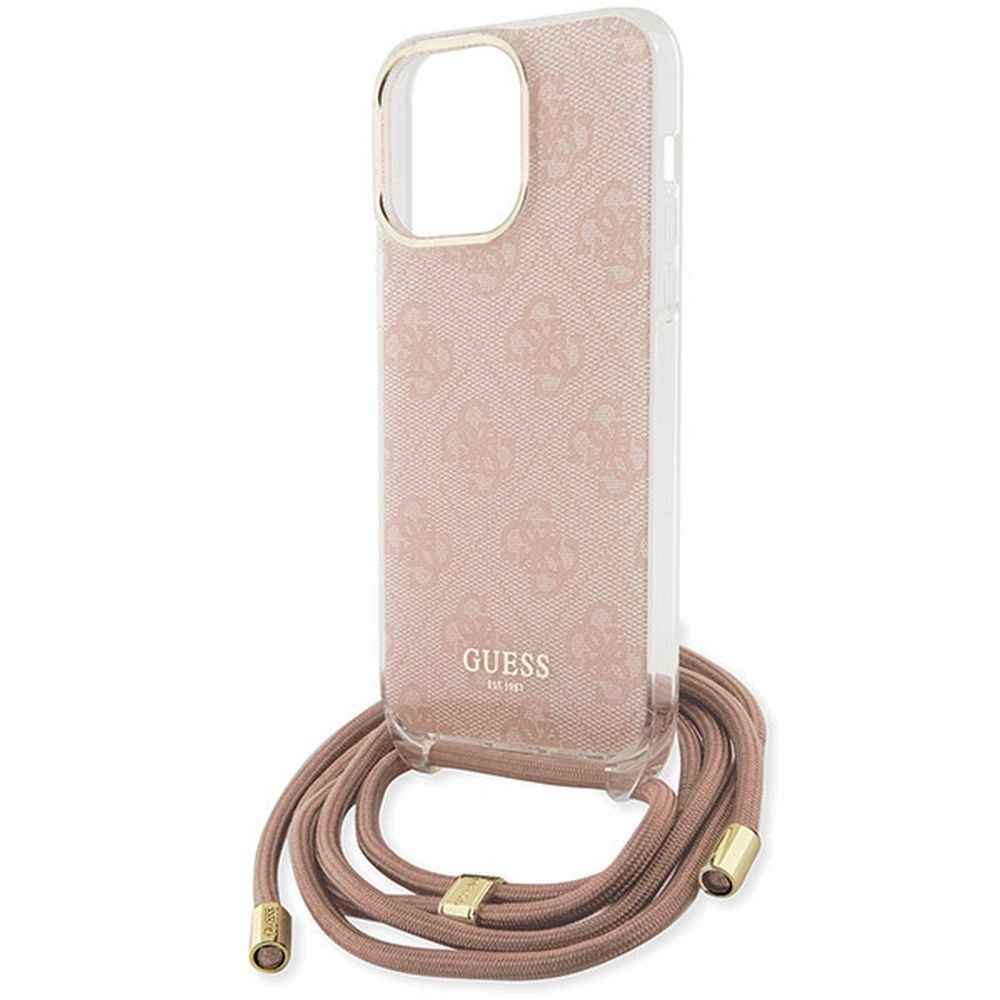 GUESS futerał do IPHONE 15 Pro Max GUHCP15XHC4SEP (Crossbody Cord 4G Print) różowy