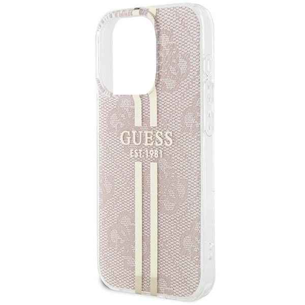 GUESS futerał do IPHONE 15 Pro GUHCP15LH4PSEGP (4G Gold Stripe) różowy