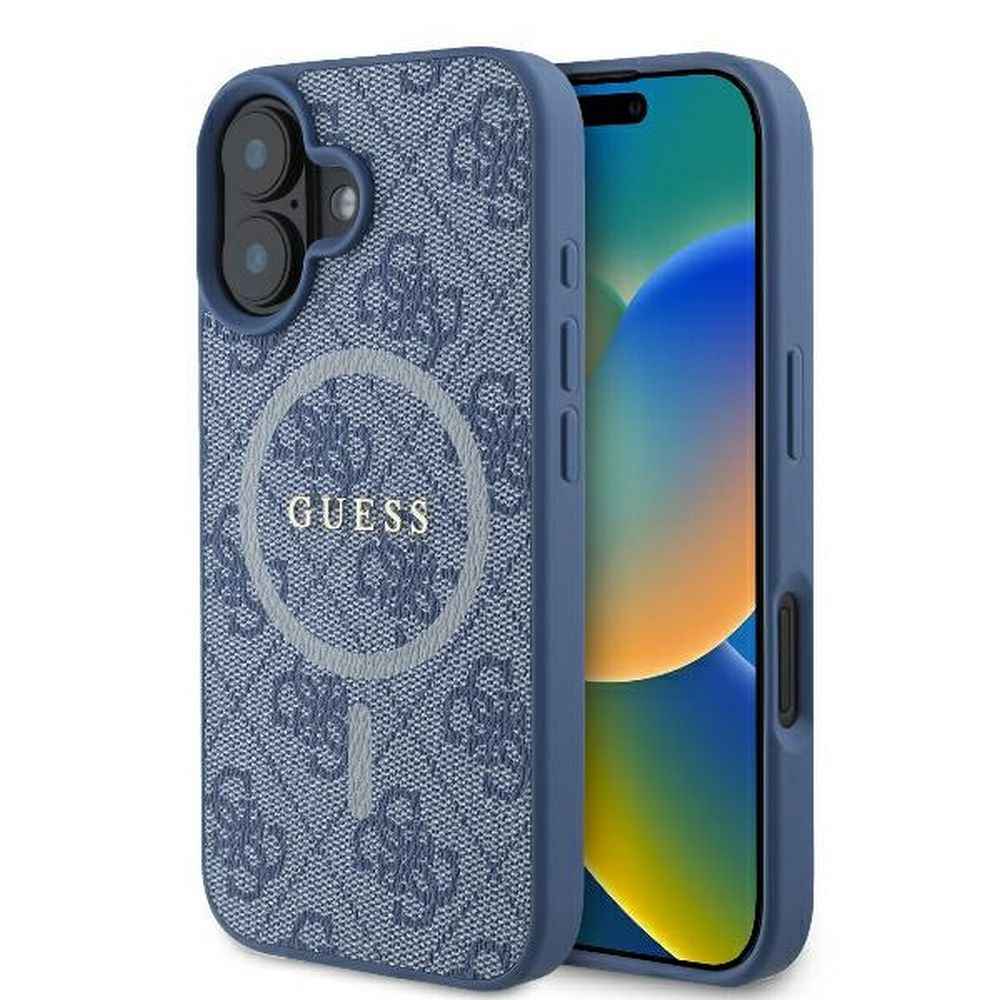 GUESS futerał do IPHONE 16 kompatybilny z MagSafe GUHMP16SG4GFRB (PU 4G Ring Classic Logo) niebieski