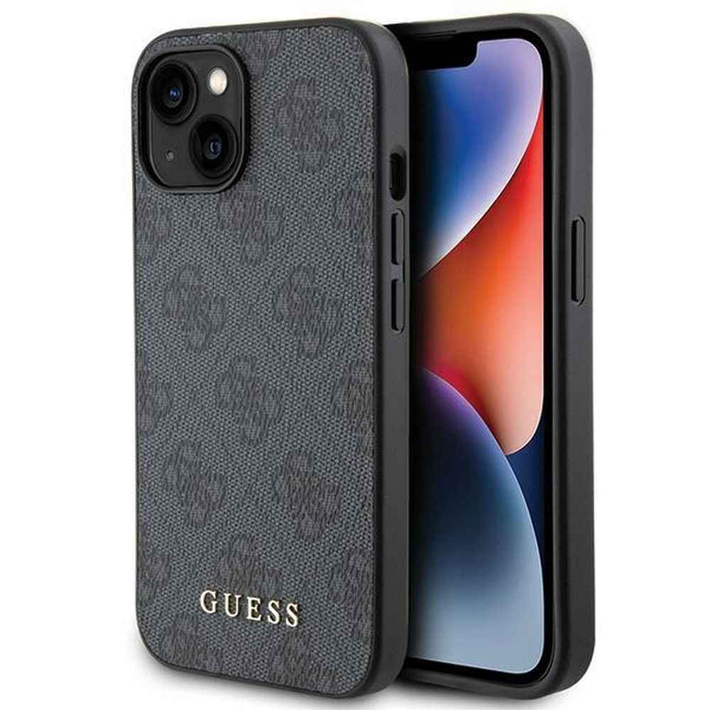 GUESS Etui do iPhone 15 GUHCP15SG4GFGR (4G Metal Logo) szary