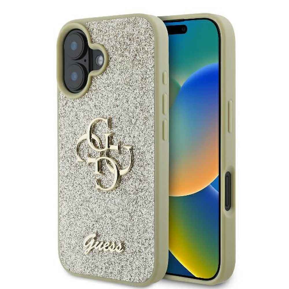 GUESS futerał do IPHONE 16 Plus GUHCP16MHG4SGD (Fixed Glitter Big 4G) złoty
