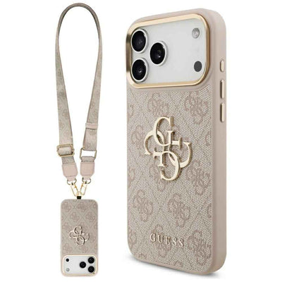 GUESS Etui do iPhone 17 Pro Max GUHCP17XP4G4BCSP (PU W/ Big 4G Classic & Big Strap Metal Buttons) różowy