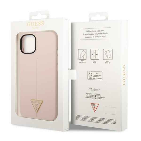 GUESS futerał do IPHONE 13 / 14 / 15 GUHCP14SSLTGP (Silicone Triangle) różowy